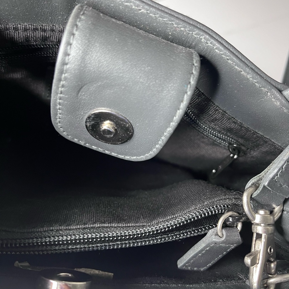 Etienne Aigner Metallic Gray Satchel w/ Matching Wallet - Picture 11 of 11